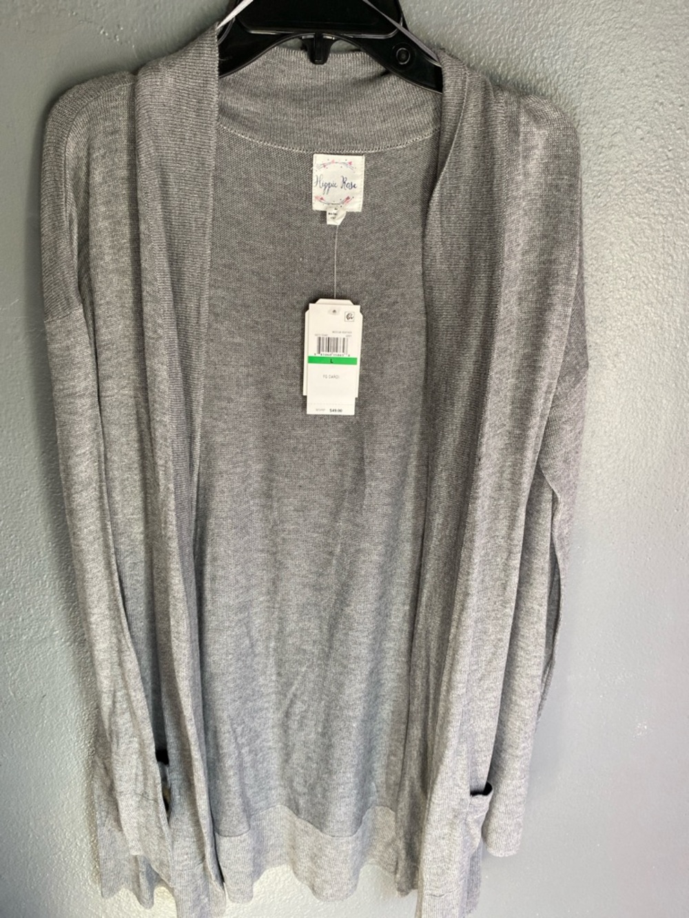 Hippie Rose Light Gray Open Front Cardigan